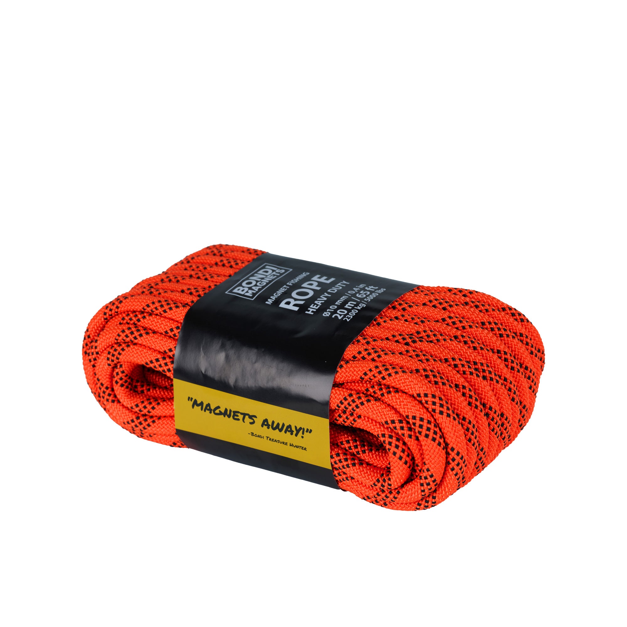 Magnet Fishing Rope with Hooks - All Purpose Nylon High Strengte Cord Rope  - 65 Feet - Diameter 6mm/8mm - Approximately 1/4 / 1/3 (Black, Diameter