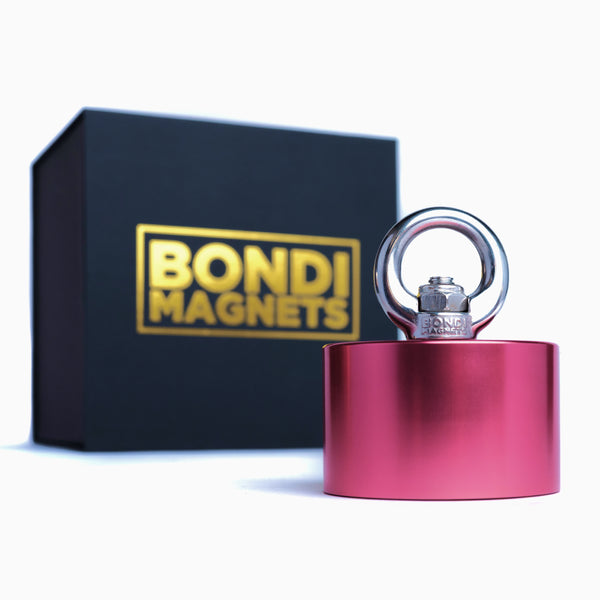 The Bondi Pink 360 degree fishing magnet, 1460kg combined pull force